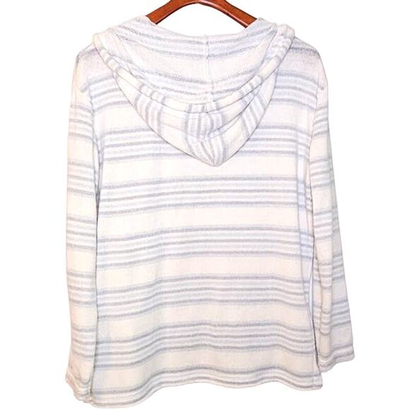 Ocean Drive Blue & White Striped Drawstring Beach Hoodie - Picture 2 of 6